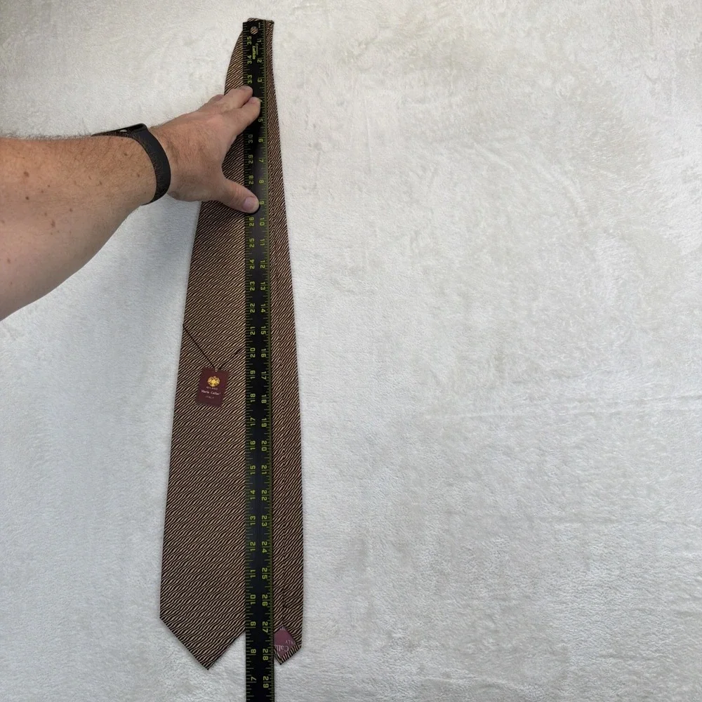 Maria Callas Silk Necktie Lot of 2 NWT Brown Gold Geometric Made in Italy